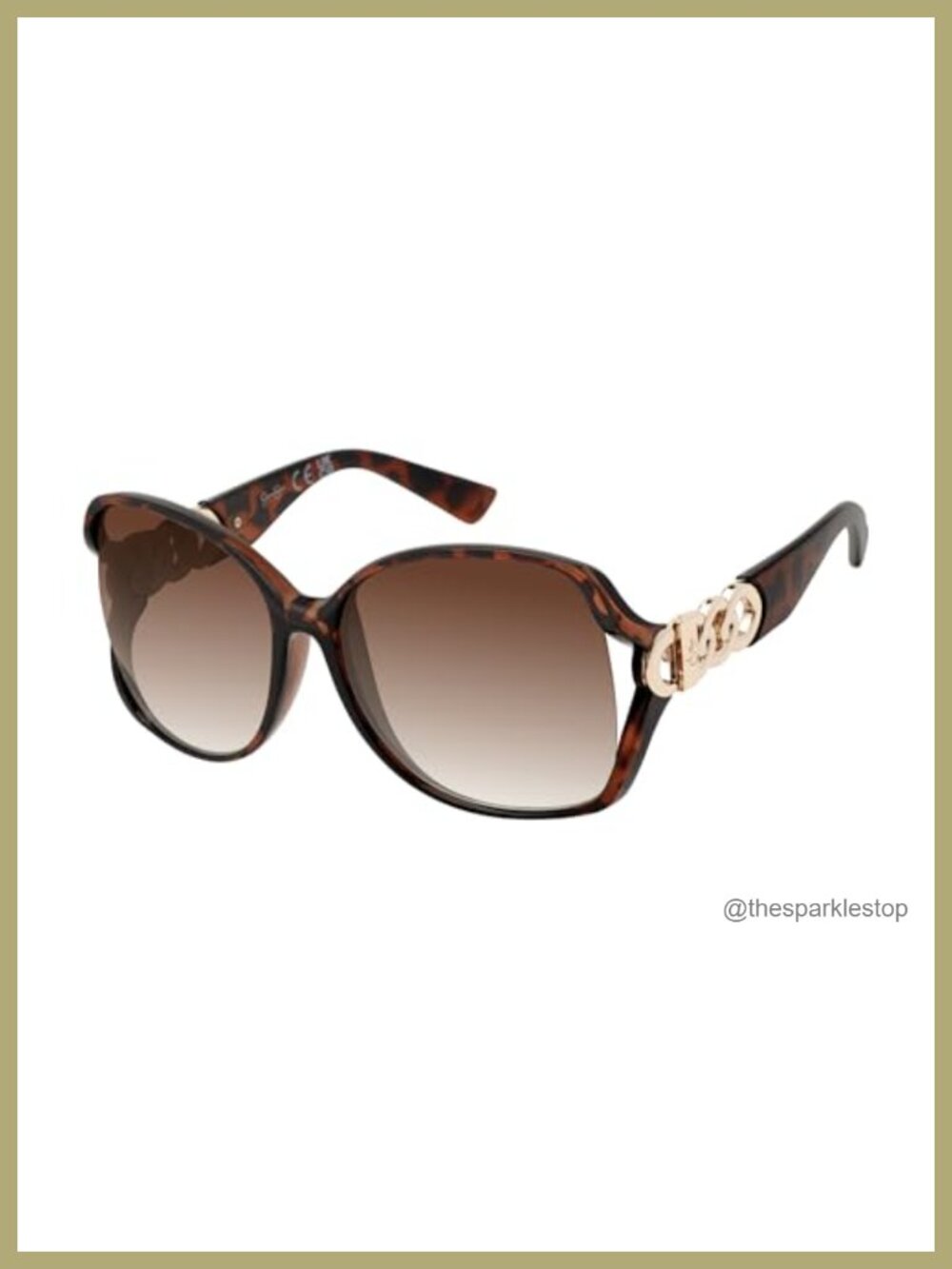 Women's Oversized Square Sunglasses with Chain Detail, UV Protection